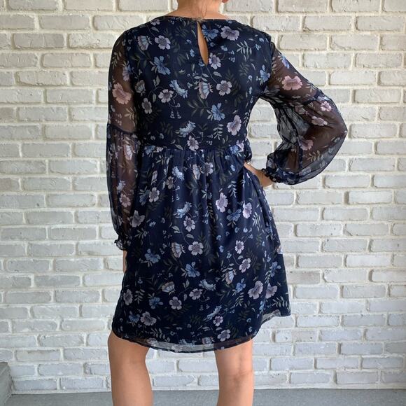 Cece Blue Floral Chiffon Dress Sz Small NWOT - Picture 11 of 11